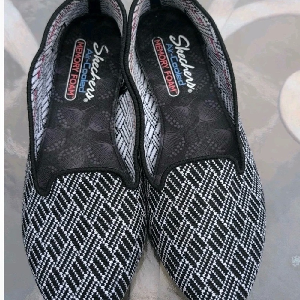 Skechers Black and White Slip-On Shoes